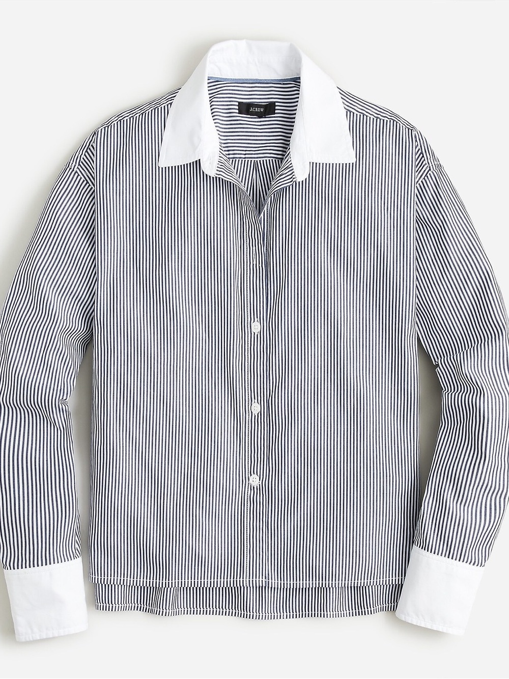 J.Crew Relaxed-fit cropped cotton poplin shirt in stripe